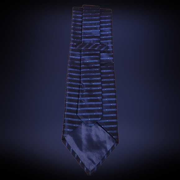 Marks & Spencer Blue Striped Silk Tie - Picture 6 of 8
